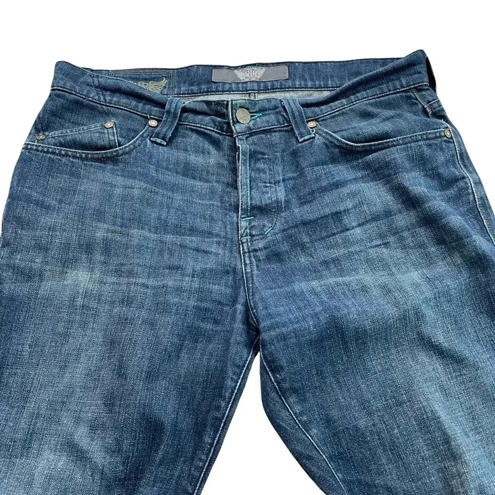 Rock & Republic Boot Embellished Pocket Jeans • 36 • Button Fly • Teal stitching - Picture 2 of 10